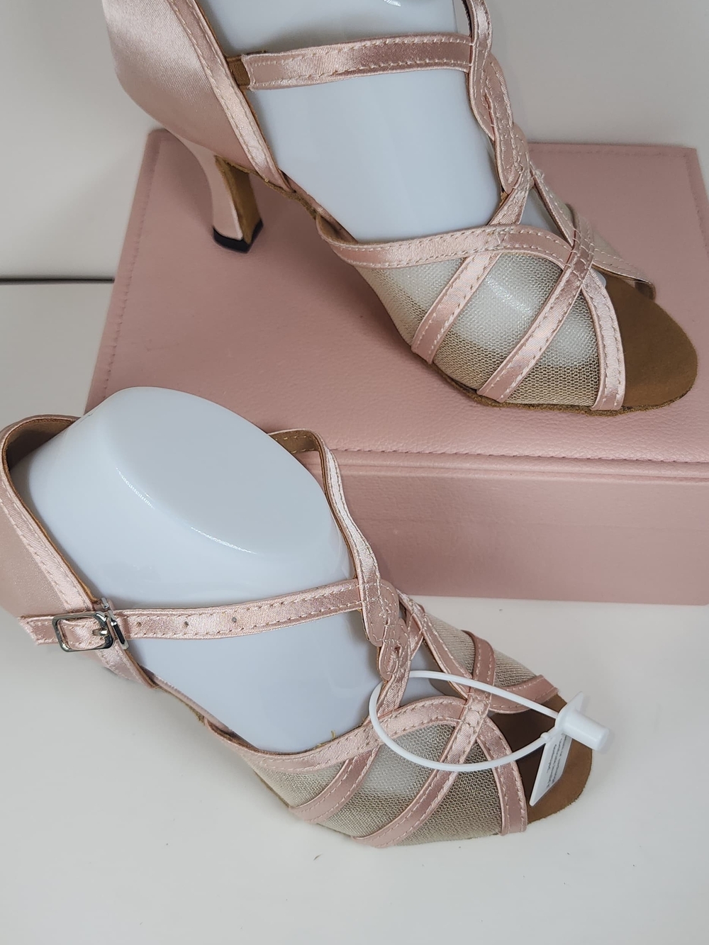Women's Pink Satin Strappy Dance Heels